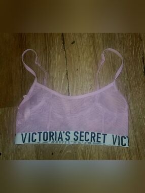 Victoria's Secret Sheer Mesh & Heart Bralette-light Pink